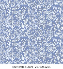 Jacobean floral block print repeat file block floral flower vector