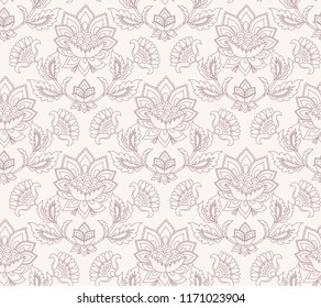 Jacobean floral illustration., meadow flowers background. Two colors herbs wallpaper background. Seamless vector pattern. Jacobean embroidery floral, herbal collection.