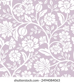 Jacobean Blumenmuster Repeat Vektorgrafik File Boho Blumendruck Block Druck Blumenkunstwerk