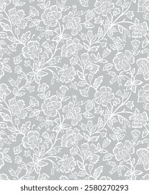 Jacobean floral pattern repeat vector file boho floral print block print flower artwork