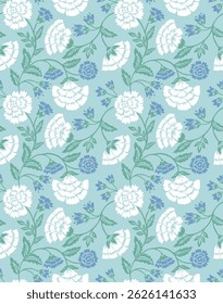 Jacobean floral pattern repeat vector file boho floral print block print flower artwork