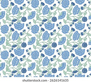 Jacobean floral pattern repeat vector file boho floral print block print flower artwork