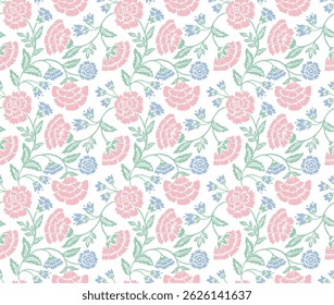 Jacobean floral pattern repeat vector file boho floral print block print flower artwork