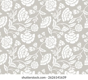 Jacobean floral pattern repeat vector file boho floral print block print flower artwork