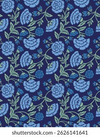 Jacobean floral pattern repeat vector file boho floral print block print flower artwork