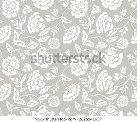 Jacobean floral pattern repeat vector file boho floral print block print flower artwork
