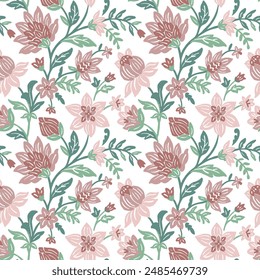 Jacobean floral repeat pattern boho floral allover flower small flower ditsy floral repeat pattern vector file