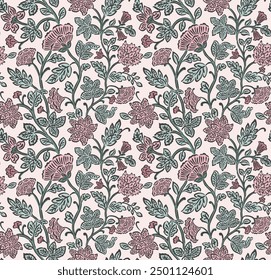 Jacobean Muster Jacobean Blume Muster wiederholen Vektor Datei Block drucken boho floral