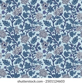 Jacobean pattern Jacobean flower pattern repeat vector file block print boho floral