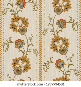 Jacobean Seamless Vector Design, Warm Color Combo