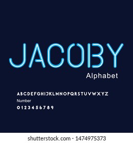 Jacoby Font Modern abstract font alphabet lowercase italic set. Technology and sport split, slash, cut design concept. vector illustration