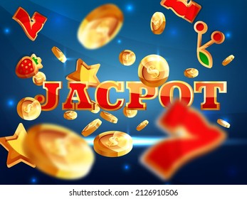 Jacpot. Golden Slotmaschine gewinnt den Jackpot. Online Casino. Web-Landing-Page Vorlage oder Banner für Internet-Casino.