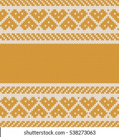 Jacquard Heart Gold Seamless Knitting Pattern