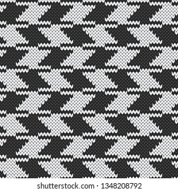 Jacquard knitted seamless pattern. Black and white graphical vector illustration.