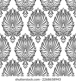 Jacquard patterned fabric print, Damask, Patterned textile, White and black background