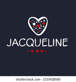 Jacqueline Calligraphy female name, Vector illustration.