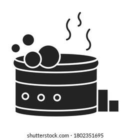 Jacuzzi Black Glyph Icon. A Hot Tub Or Whirlpool Bath With Underwater Jets That Massage The Body. Pictogram For Web Page, Mobile App, Promo. UI UX GUI Design Element.