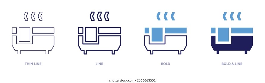 Jacuzzi icon in 4 different styles. Thin Line, Line, Bold, and Bold Line. Duotone style. Editable stroke.