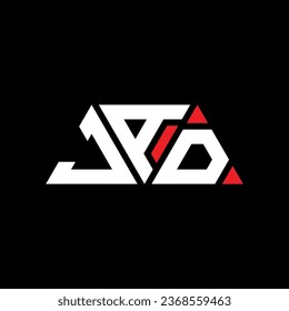 JAD triangle letter logo design with triangle shape. JAD triangle logo design monogram. JAD triangle vector logo template with red color. JAD triangular logo Simple, Elegant, and Luxurious design.