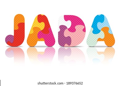JADA written with alphabet puzzle - vector illustration