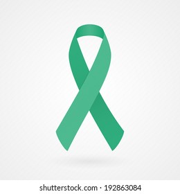 Jade awareness ribbon. Fabric texture. Vector illustration, flat design