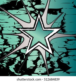 Jade colored rock n roll grunge star vector background