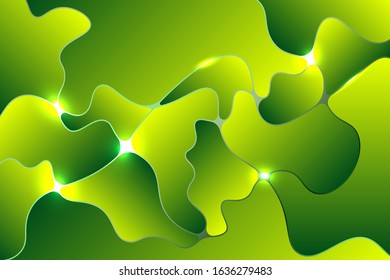 Jade green waves fluid gradient background. Abstract decoration texture with fluid shapes. 3d shining backdrop. Vector illustration. Cover layout template. Premium rich summer waves design concept.