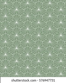 Jade Green & White abstract geometric seamless vector background. Inspired by traditional Japanese textiles. Use for interior, clothes & pillow decoration, craft. Eps10 contains the pattern swatch