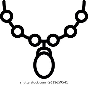 Jade Pendant Line Vector Icon Design