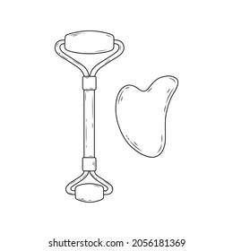 Jade roller doodle line art (Beauty product line art) for your skincare business marketing poster or others need