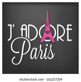 J'adore Paris Vector Calligraphic Illustration in Vintage Style