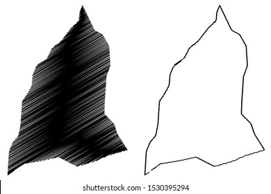 Jafara District (Districts of Libya, State of Libya, Tripolitania) map vector illustration, scribble sketch Al Jfara map