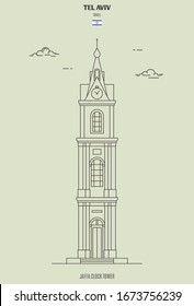 Jaffa Clock Tower in Tel Aviv, Israel. Landmark icon in linear style