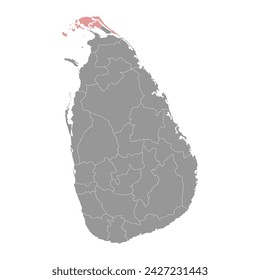 Jaffna District map, administrative division of Sri Lanka. Vector illustration.