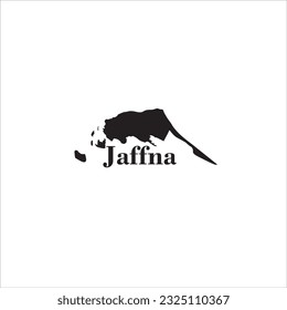 Jaffna map and black lettering design on white background