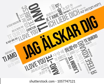 Jag alskar dig (I Love You in Swedish) in different languages of the world, word cloud background