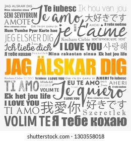 Jag alskar dig (I Love You in Swedish) in different languages of the world, word cloud background