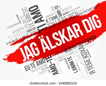 Jag alskar dig (I Love You in Swedish) in different languages of the world, word cloud background