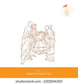 jagannath puri rath yatra card design vector