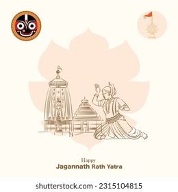 vector de diseño de tarjeta yatra jagannath puri rath