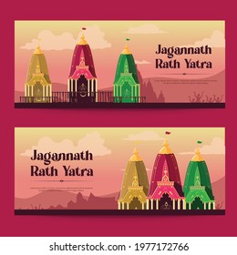 Jagannath rath yatra indian festival banner design.