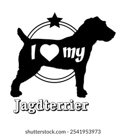  Jagdterrier Hund Silhouette, ich liebe meinen Hund, Hund, Hunderassen, Logo, Vektor, Silhouette, Tier, Illustration, Symbol, Zeichen, schwarz, Haustier,