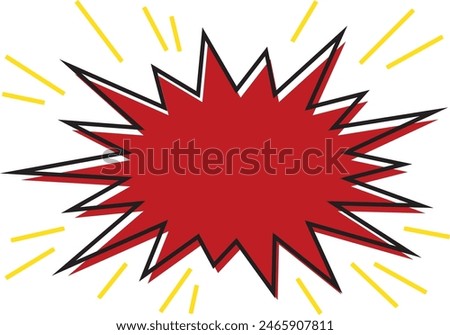 Jagged black lines and red out-of-print bomb blasts