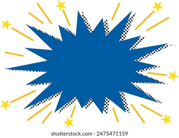 Zackiger Punkt-Schatten-blauer Ballon-Rahmen mit Stern-platzendem Pop
