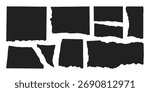 Jagged edge torn paper piece collage grunge cut out shapes vector illustration. Ripped paper abstract frame shape text box template collection.