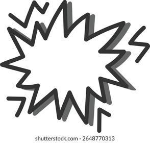 Een grillige explosievorm met gedurfde contouren in een komische stijl. De dynamische burst heeft scherpe randen en energetische lijnen. Illustratie van cartoon-vector.