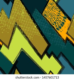 Jagged geometric elements. Seamless design pattern.