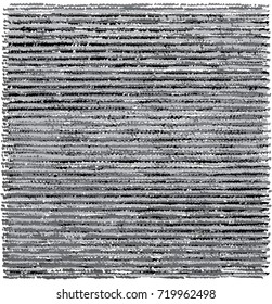 Jagged horizontal lines multiplied, creating rustic texture in gray scale