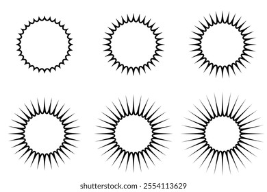jagged line circle frame box sun icon background set pack