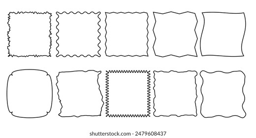 jagged line form,   squares in black line  vector